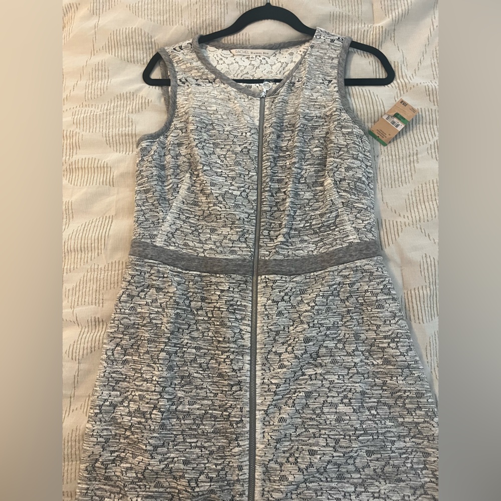 NWT RACHEL ROY Gray White Lace Mini Jumper Romper Dress SZ L